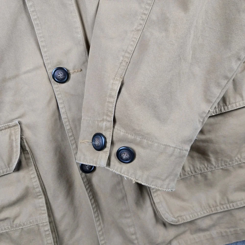 North Bay Barn Jacket Mens Large Tan Wool Lined Canvas Field Coat Workwear Chore